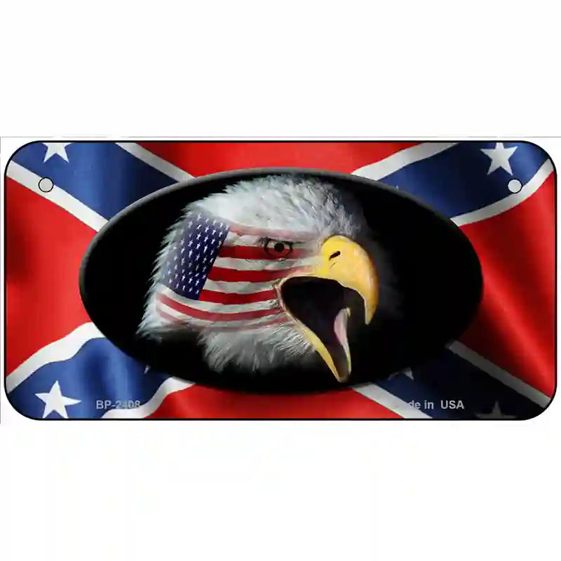 Rebel Flag American Eagle Metal Novelty License Plate