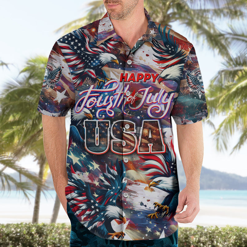 Happy Fourth of July Hawaiian Shirt American Eagle Flag US Independence Day DT02