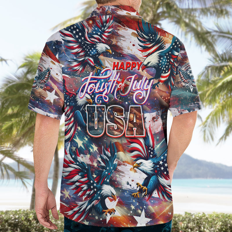 Happy Fourth of July Hawaiian Shirt American Eagle Flag US Independence Day DT02