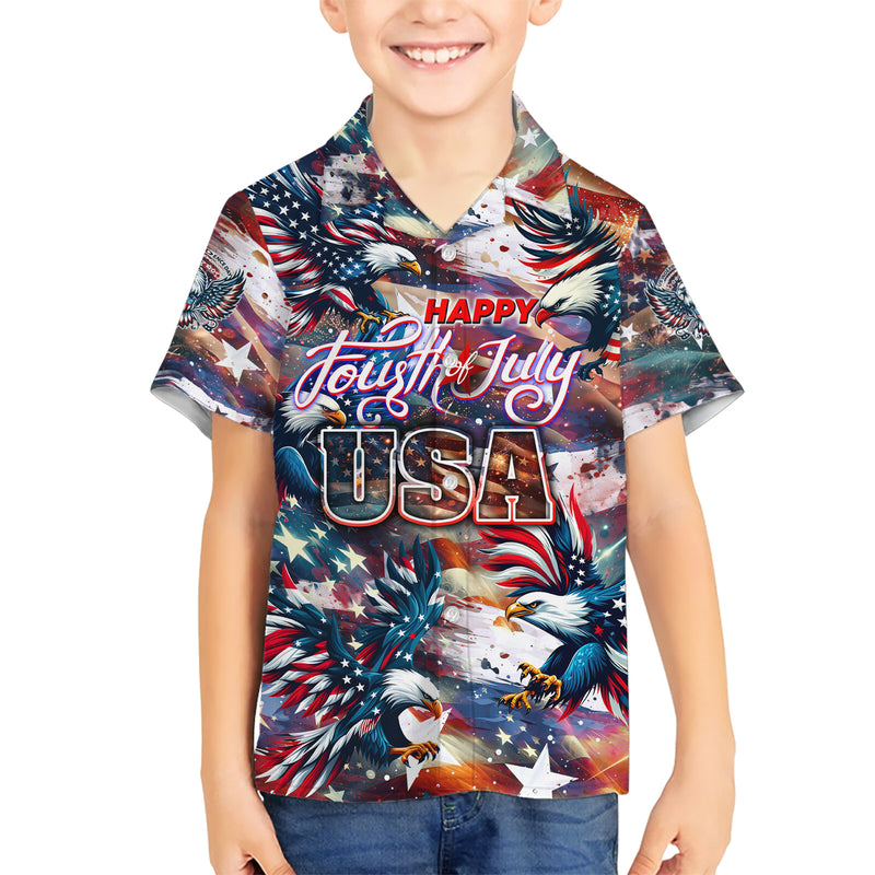 Happy Fourth of July Hawaiian Shirt American Eagle Flag US Independence Day DT02