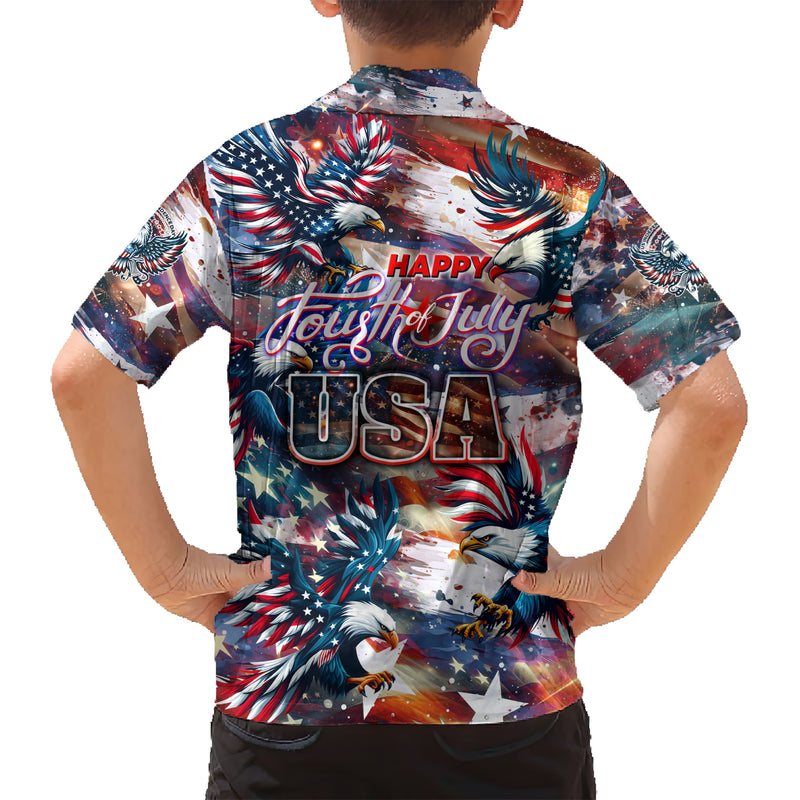 Happy Fourth of July Hawaiian Shirt American Eagle Flag US Independence Day DT02