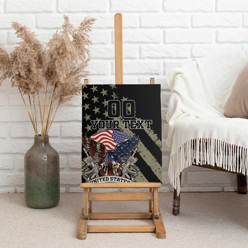 Custom Remembrance Day Canvas Wall Art American Eagle With USA Flags LT18