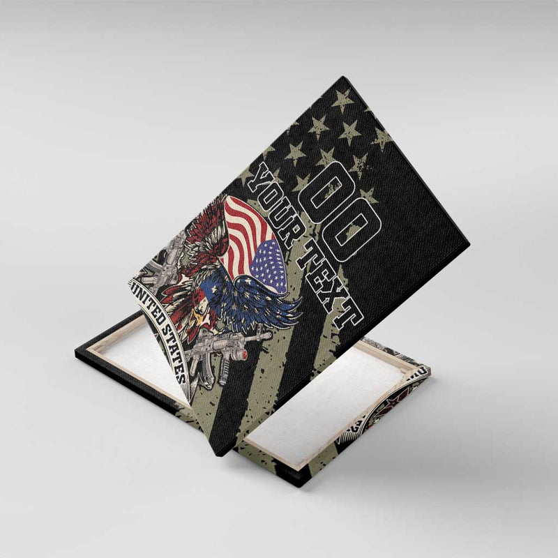Custom Remembrance Day Canvas Wall Art American Eagle With USA Flags LT18