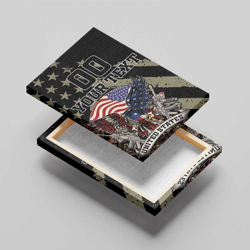 Custom Remembrance Day Canvas Wall Art American Eagle With USA Flags LT18
