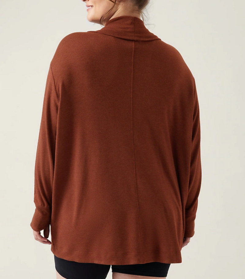 Athleta Mahogany Heather Nirvana Pranayama Restore Wrap Cardigan