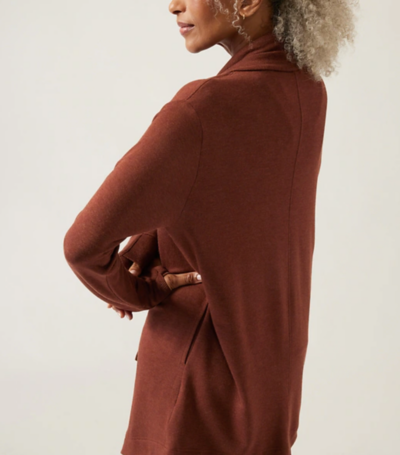 Athleta Mahogany Heather Nirvana Pranayama Restore Wrap Cardigan