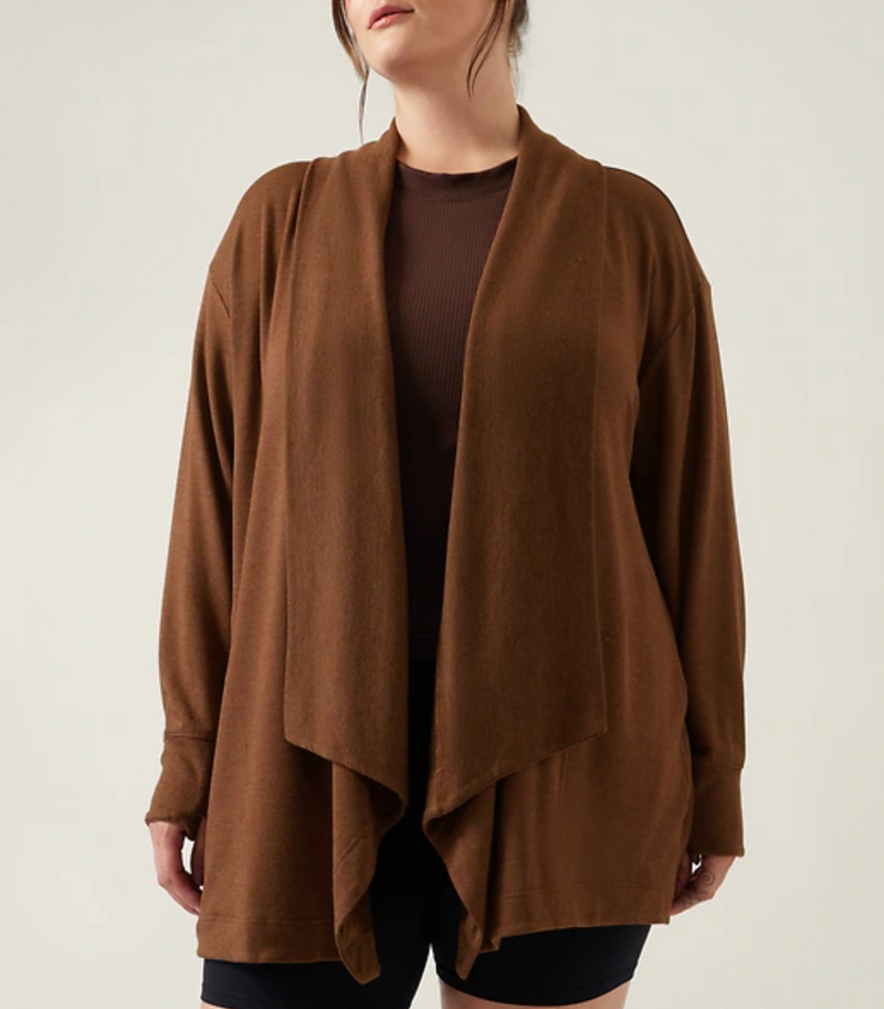 Athleta Mahogany Heather Nirvana Pranayama Restore Wrap Cardigan