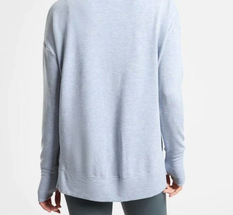 Athleta Blue Star Heather Soft Coaster Luxe V-Neck Sweatshirt
