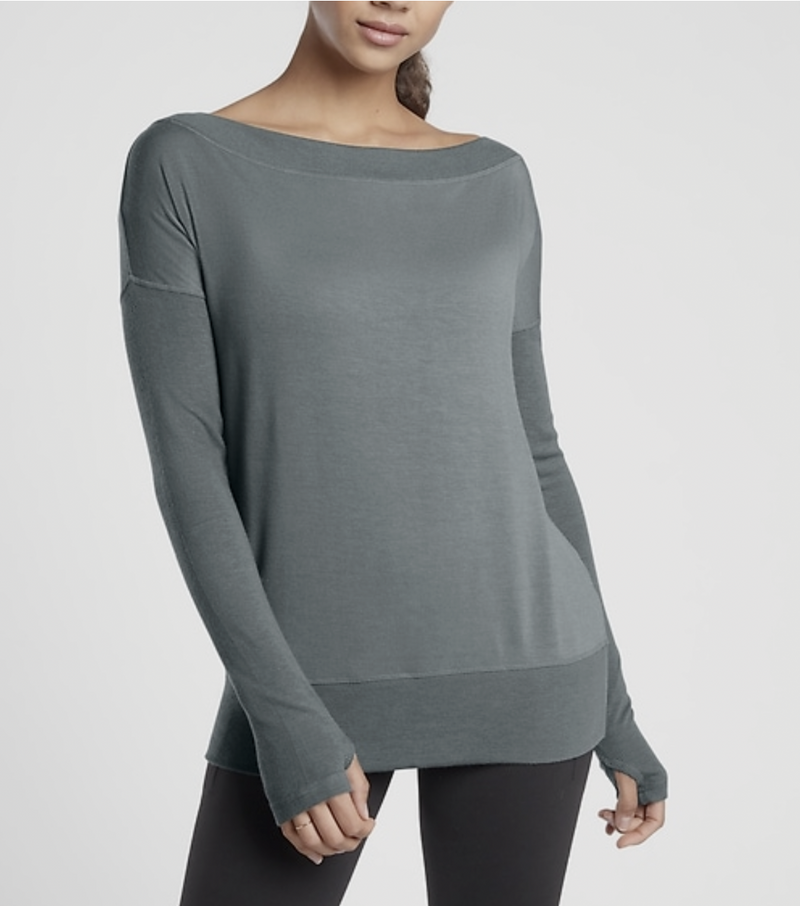 Athleta Metropolis Gray Long Sleeve Beyond Soft Barre Sweatshirt