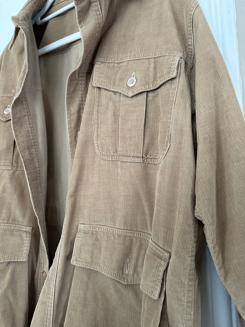 Vintage LL Bean corduroy shirt jacket Shacket tan Medium USA