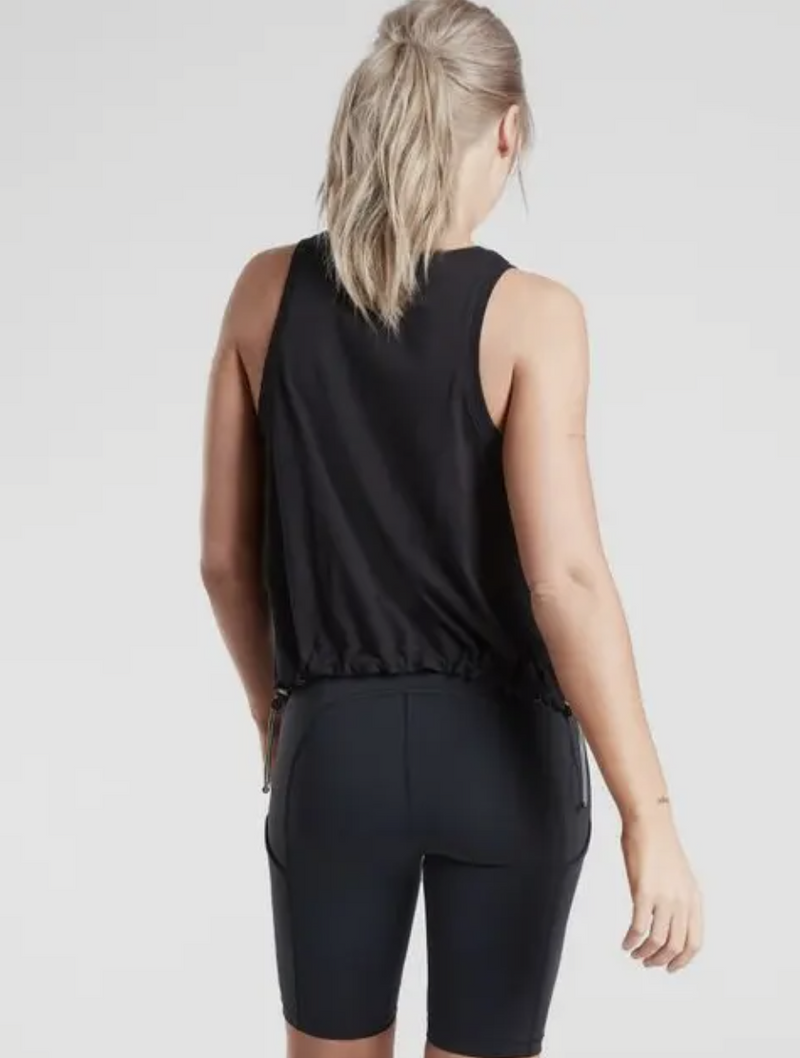 Athleta Black Sleeveless Crew Neck Organic Daily Bungee Tank Top