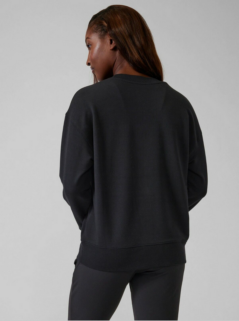 Athleta Black Long Sleeve Balance Henley Sweatshirt