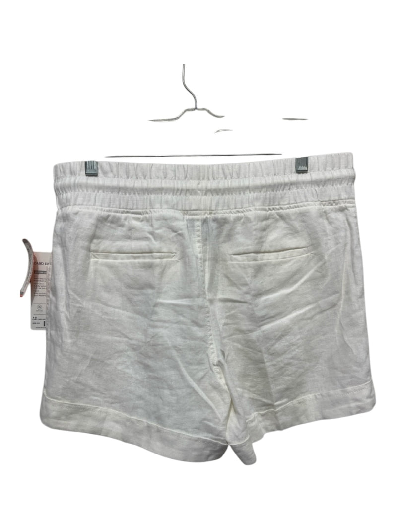 Athleta Size 10 White Linen Drawstring Waist Pockets Mid Rise Shorts