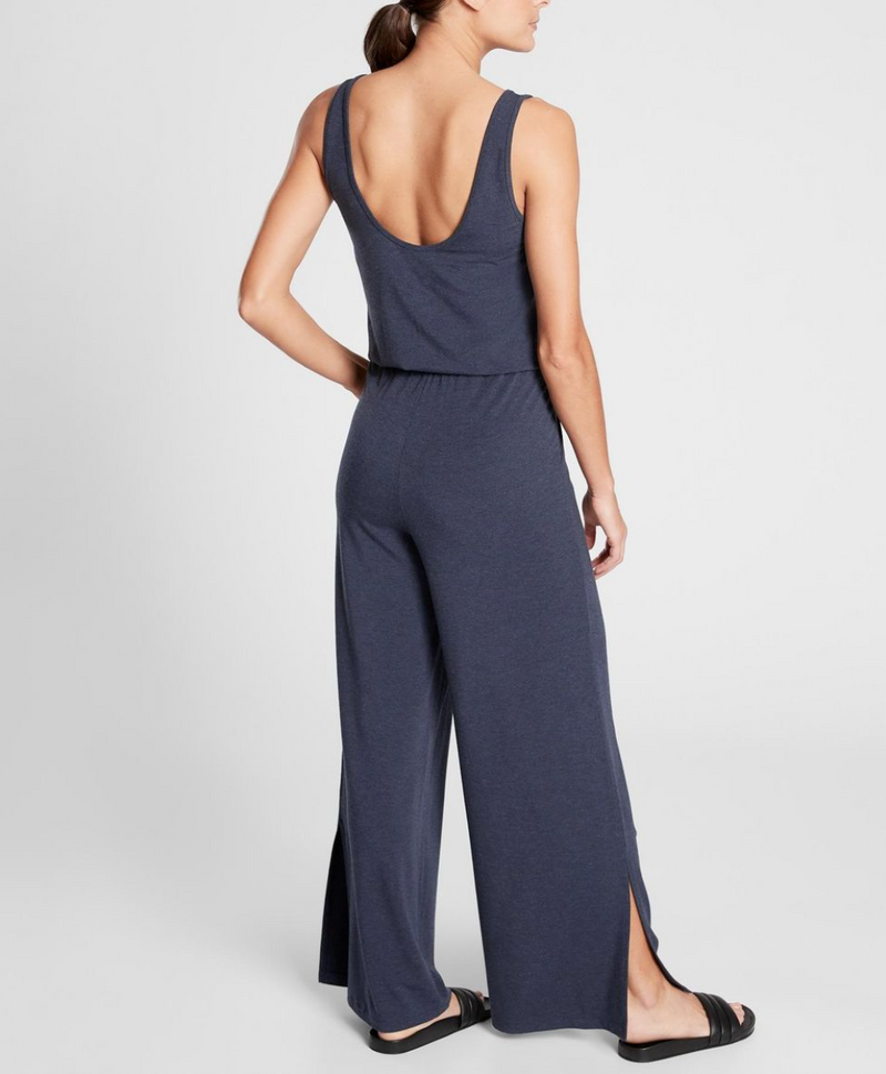 Athleta Heather Navy UPF 50+ Wide Leg Pants Coastal Romper Jumpsuit