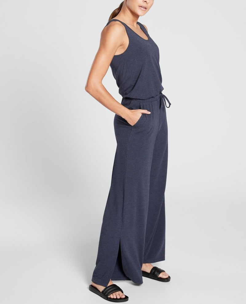 Athleta Heather Navy UPF 50+ Wide Leg Pants Coastal Romper Jumpsuit
