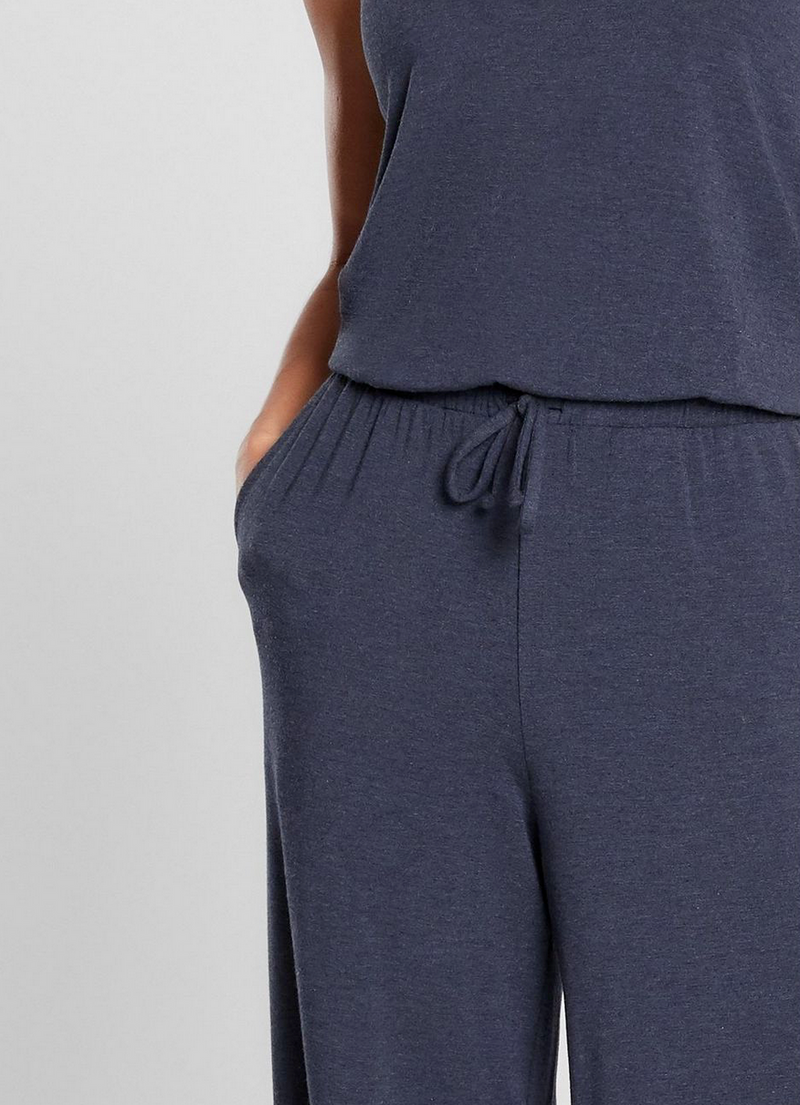 Athleta Heather Navy UPF 50+ Wide Leg Pants Coastal Romper Jumpsuit