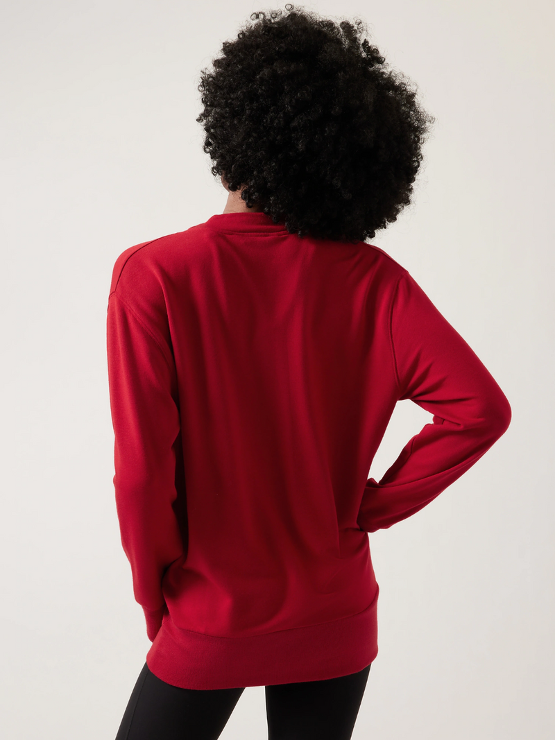 Athleta Candy Red Purana V-Neck Wrap Sweatshirt