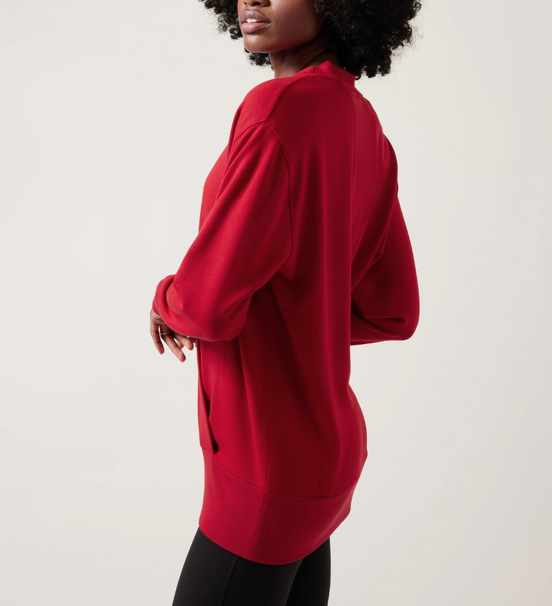 Athleta Candy Red Purana V-Neck Wrap Sweatshirt