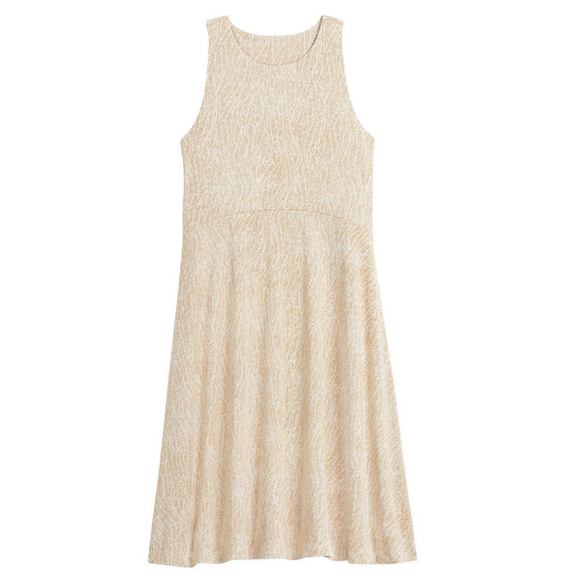 Athleta Beige Sleeveless Santorini Thera Printed Dress