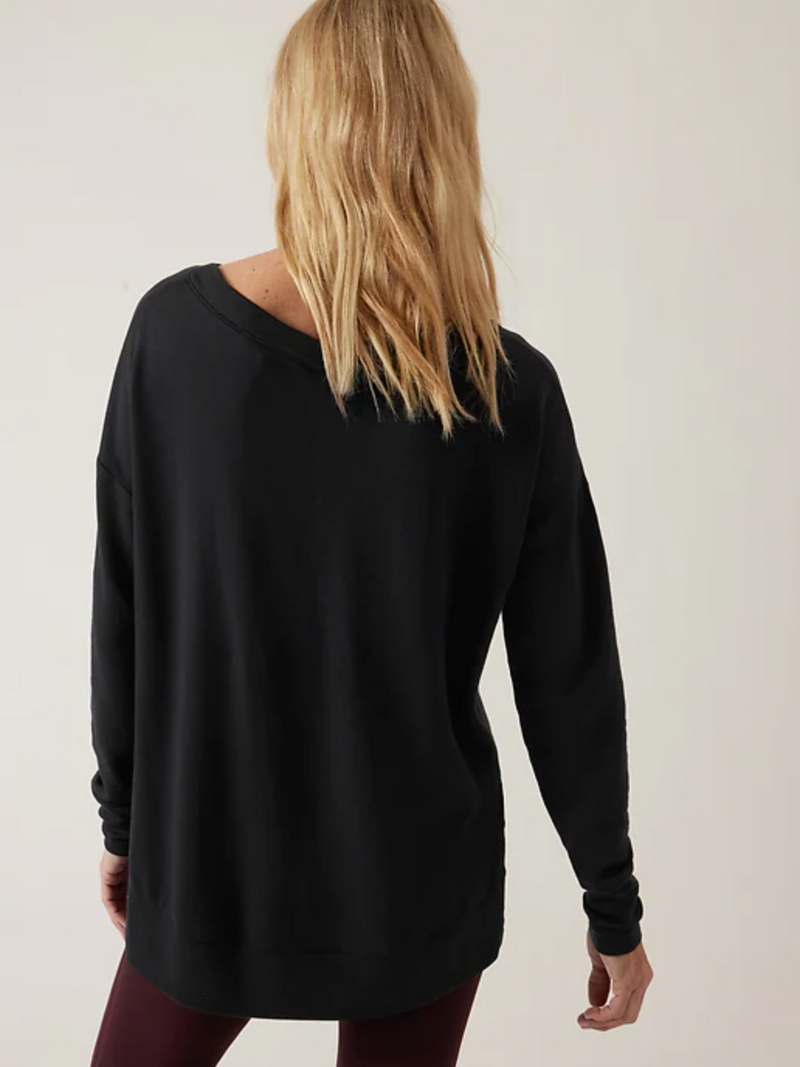 Athleta Black Soft Coaster Luxe V-Neck Sweatshirt