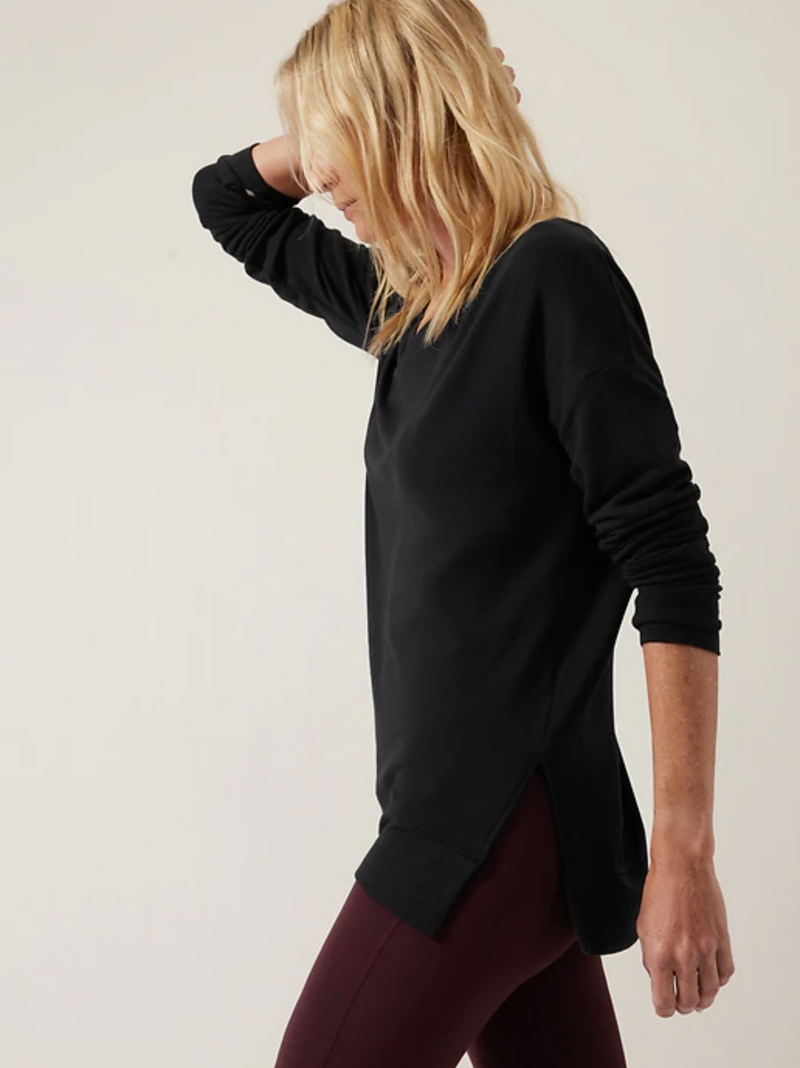 Athleta Black Soft Coaster Luxe V-Neck Sweatshirt