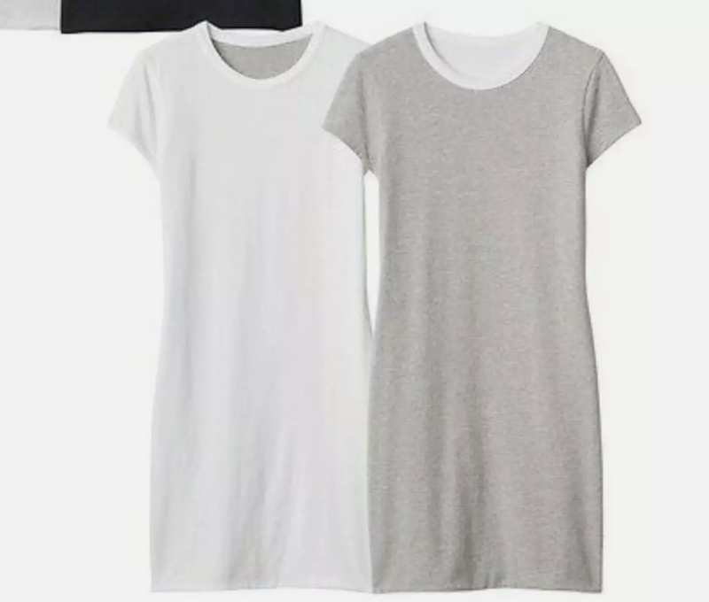 Athleta White / Gray Short Sleeve Reversible Destina Dress