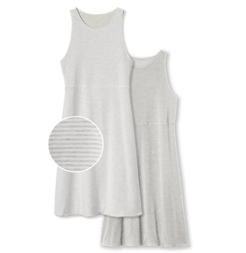 Athleta Grey White Striped Sleeveless Reversible High Neck Santorini Dress
