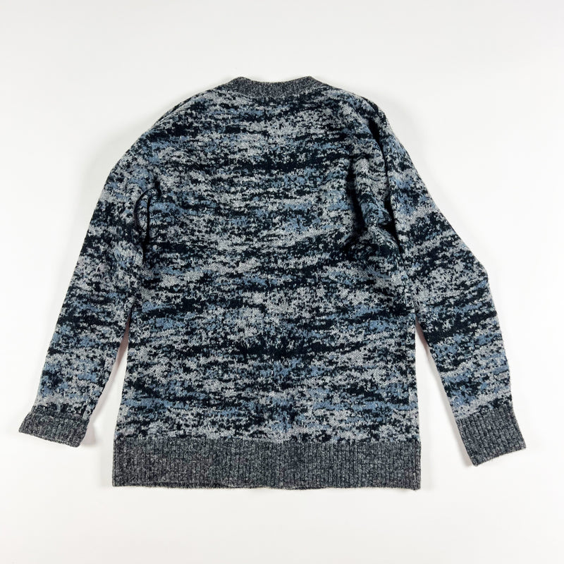 Athleta Westlake Wool Textured Knit Stretch Button Cardigan Sweater Fog Camo S