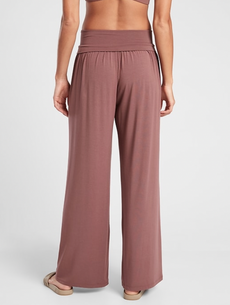 Athleta Heart Rose Soft Lounge Elastic Waist Wide Leg Studio Pant