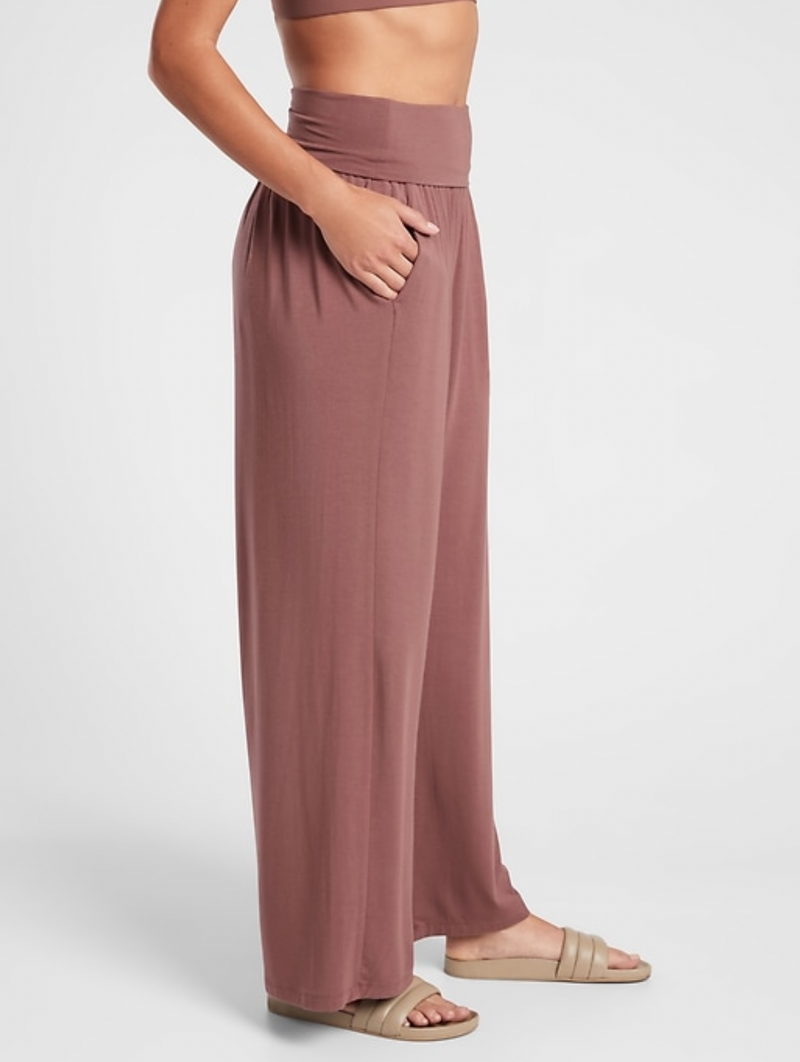 Athleta Heart Rose Soft Lounge Elastic Waist Wide Leg Studio Pant