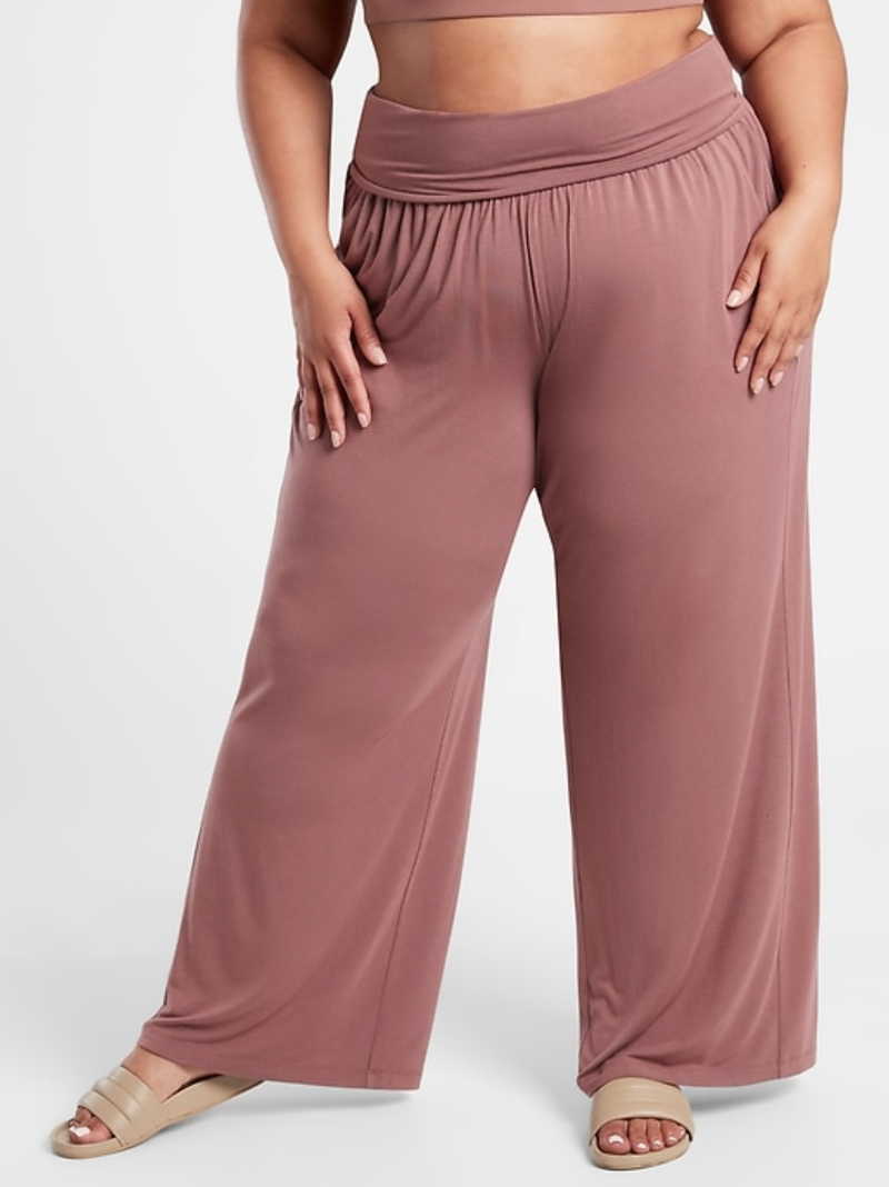 Athleta Heart Rose Soft Lounge Elastic Waist Wide Leg Studio Pant