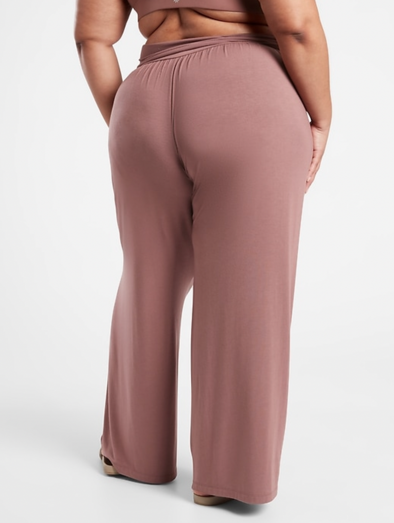 Athleta Heart Rose Soft Lounge Elastic Waist Wide Leg Studio Pant