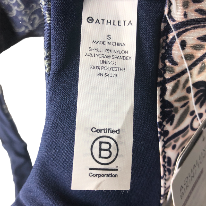 Athleta Navy Aqualuxe Batik Bikini Top - Size Small