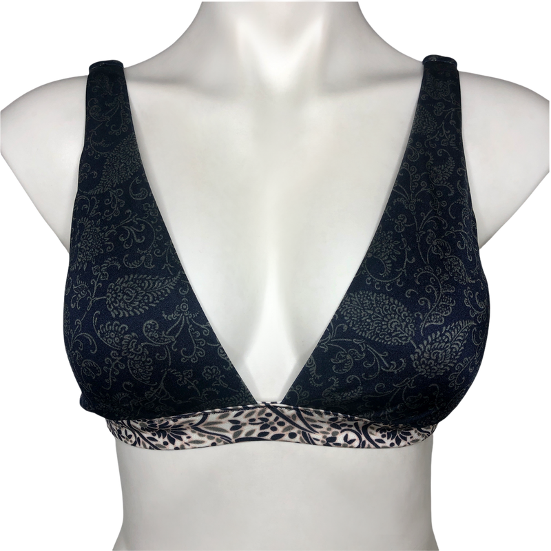 Athleta Navy Aqualuxe Batik Bikini Top - Size Small