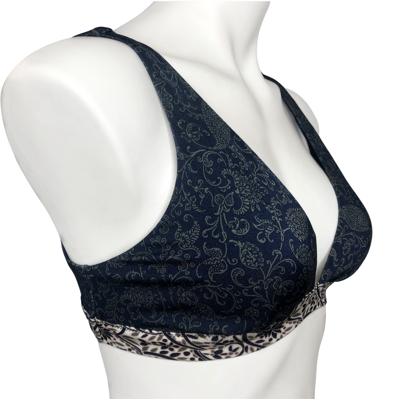Athleta Navy Aqualuxe Batik Bikini Top - Size Small