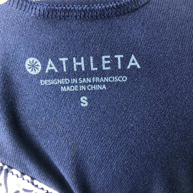 Athleta Navy Aqualuxe Batik Bikini Top - Size Small