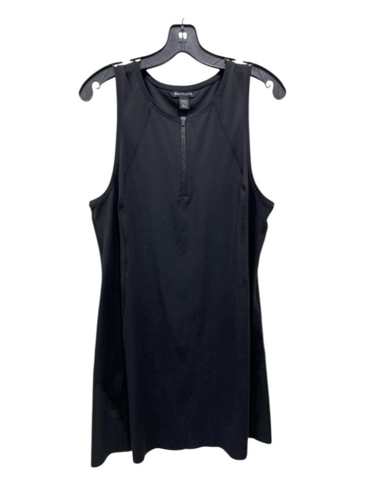 Athleta Size XL Black Polyester & Elastane Sleeveless 1/4 Zip Athletic Dress