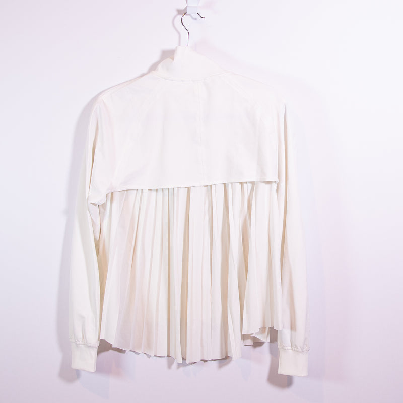 NEW Athleta Women's Advantage Ruffle Pleated Back Full Zip Work Out Jacket White