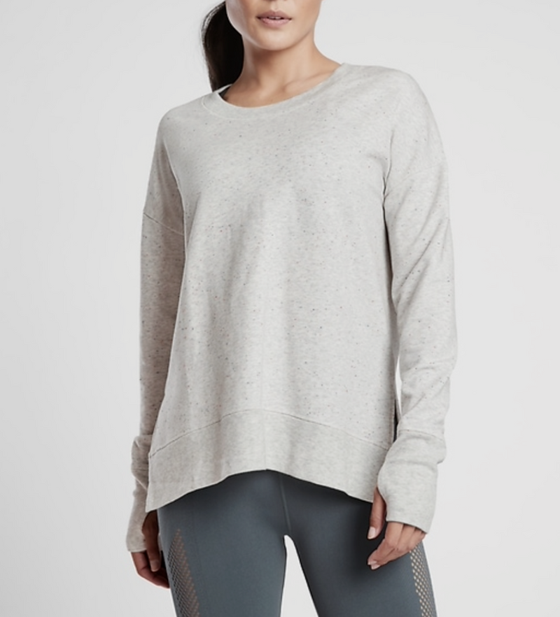 Athleta Light Grey Multi Nep Balance Pullover Sweatshirt