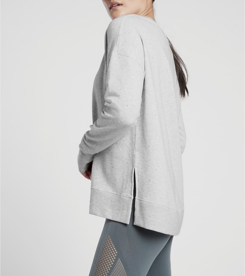 Athleta Light Grey Multi Nep Balance Pullover Sweatshirt