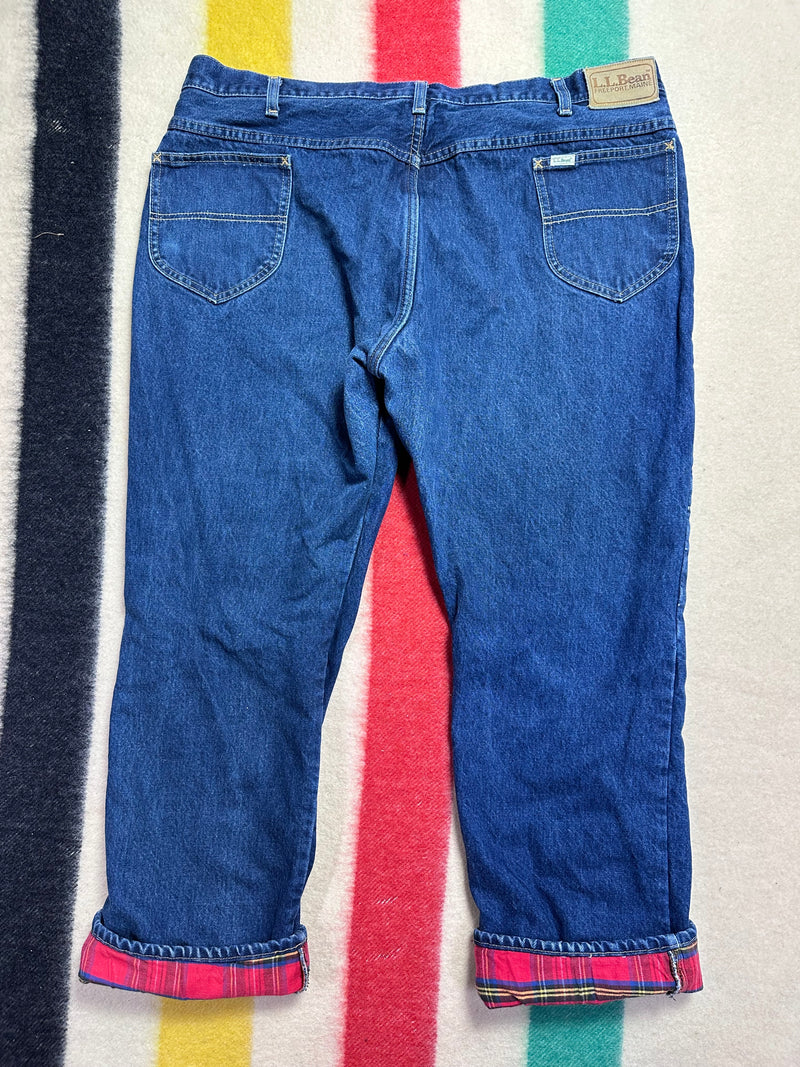 1990s LL Bean Flannel Lined Jeans, 41.5