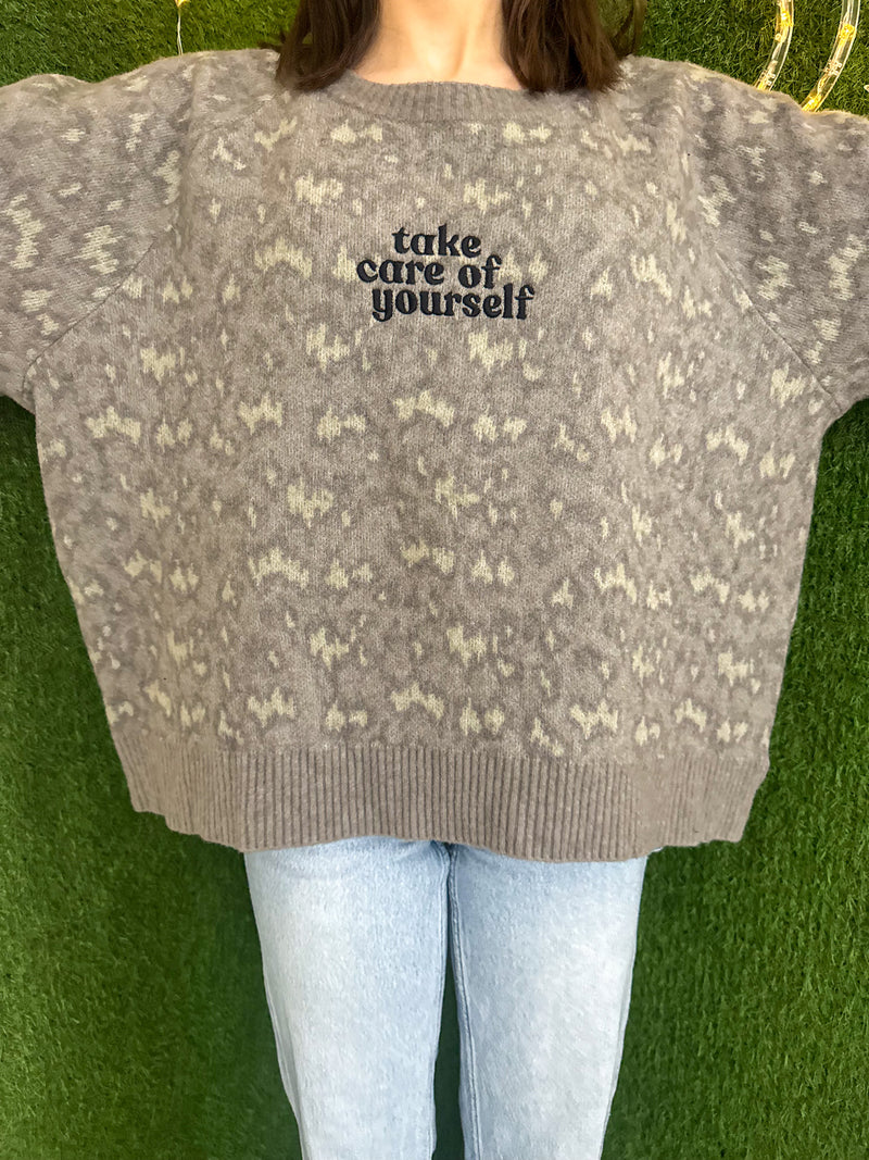 Take Care of Yourself Patterned Sweater 3XL