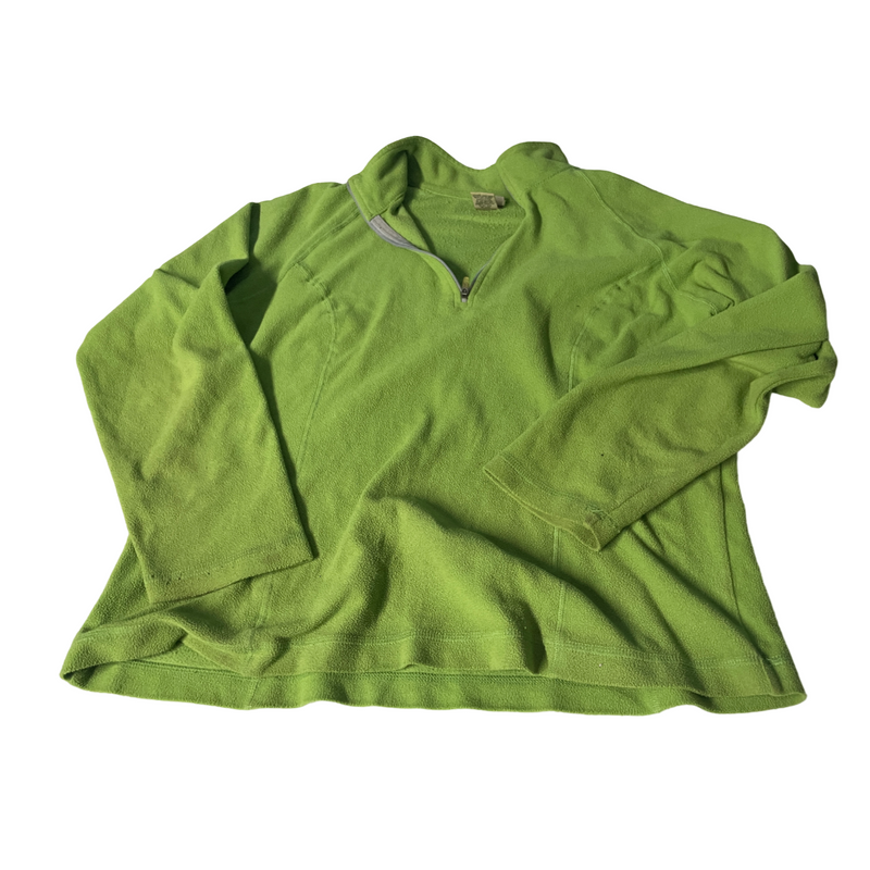 SKU 5114VTG LL Bean Sweater Womens Medium M Green Fleece 1/4 Snap Button Made In USA 90s Hiking Sweater l 25 w 20 SKU 5114