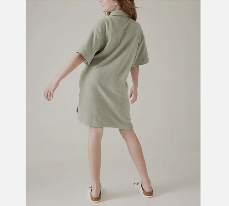 Athleta Girl Green Side Pockets Jump In Terry Dress