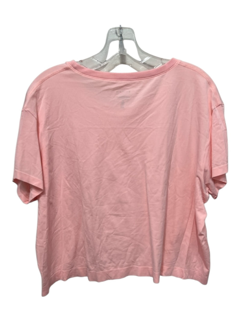 Athleta Size XL Pink Nylon Scoop Neck Crop Short Sleeve Top