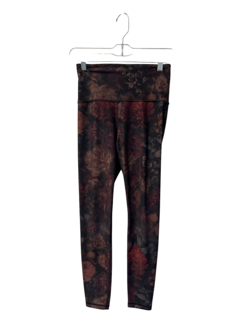 Athleta Size XS Gray & Red Cotton Rose High Waist Leggings