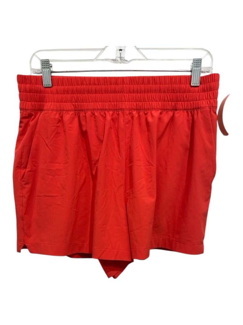 Athleta Size M Orange Polyester Elastic Waist Pockets Shorts