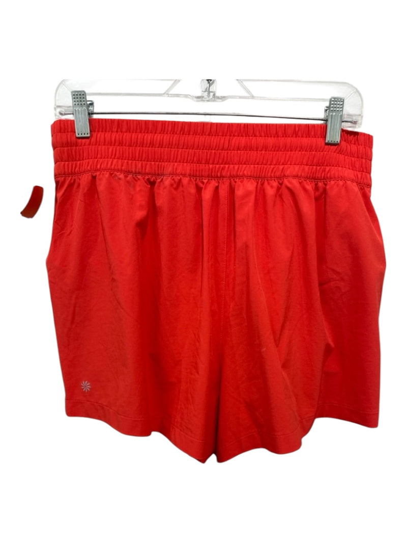 Athleta Size M Orange Polyester Elastic Waist Pockets Shorts