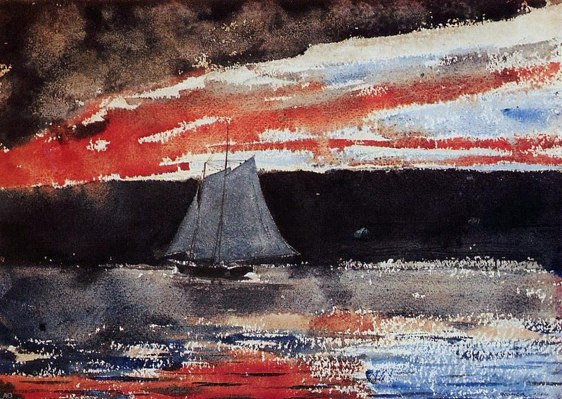 Schooner at Sunset by Winslow Homer - Hand Painted Oil Painting