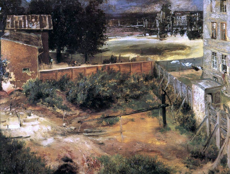 Rear of House and Backyard by Adolph Von Menzel - Hand Painted Oil Painting